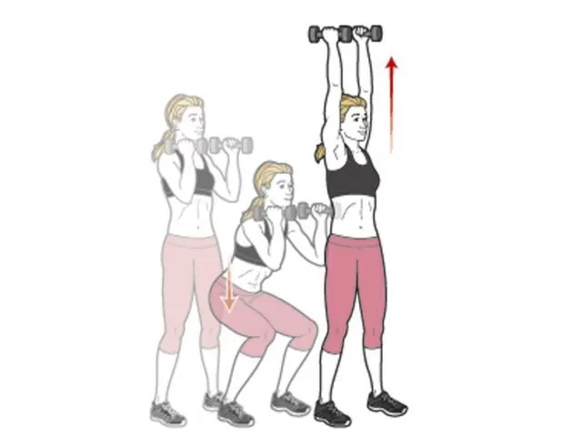 dumbbell squat and press
